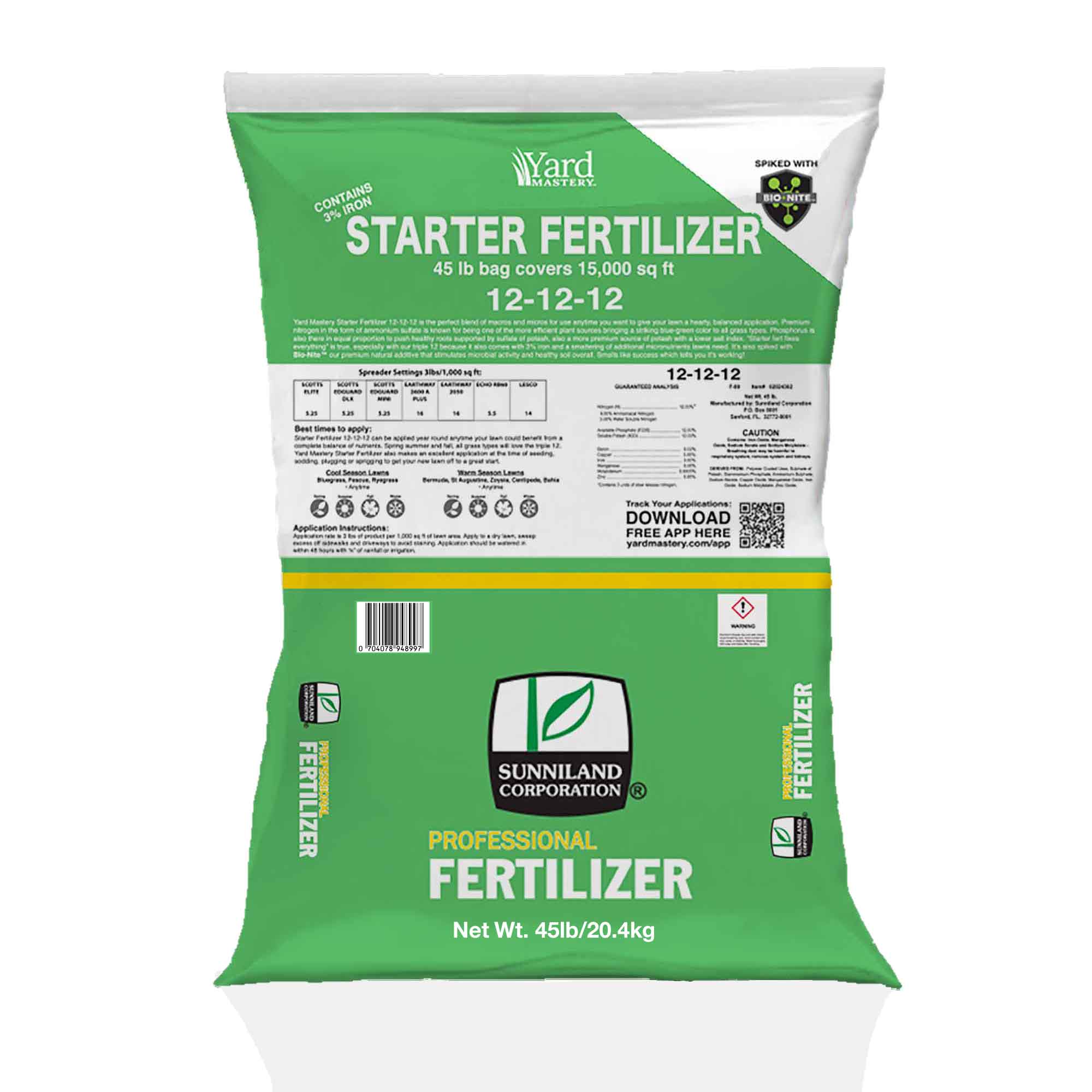 12-12-12 Starter Fertilizer 3% Iron - Bio-Nite - Granular Lawn Fertilizer