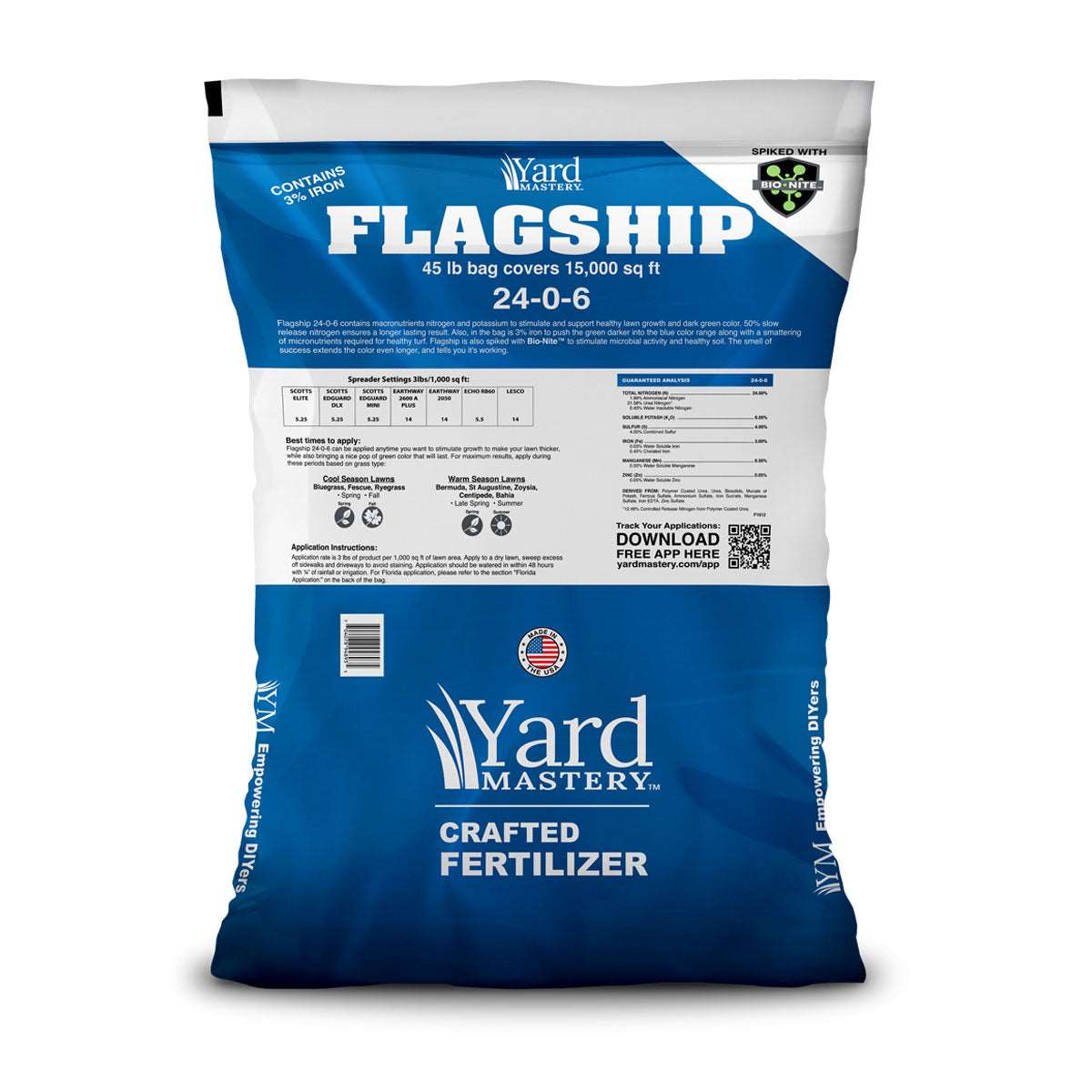 24-0-6 Flagship 3% Iron - Bio-Nite - Granular Lawn Fertilizer