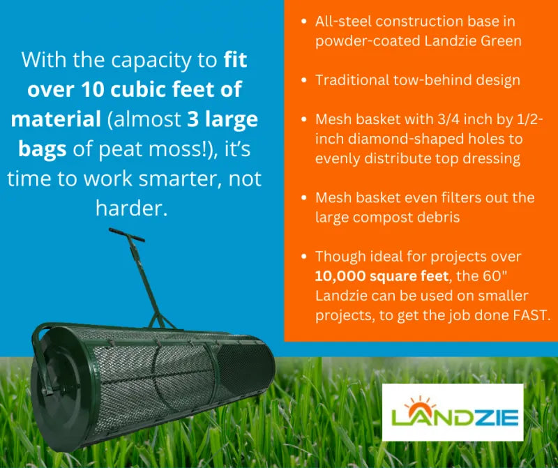 Landzie 60″ Tow Behind Compost & Peat Moss Spreader – DIY Grass Care